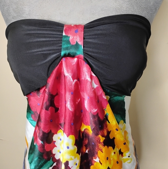 Papaya Strapless Satin Handkerchief Top L Floral Y2K Babydoll Festival - Picture 3 of 8